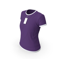 Female Crew Neck Worn With Tag White and Purple PNG & PSD Images