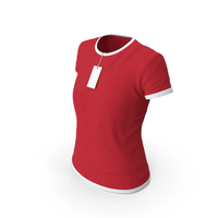 Female Crew Neck Worn With Tag White and Red PNG & PSD Images