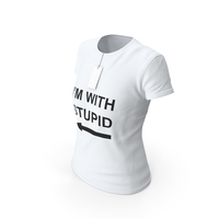 Female Crew Neck Worn With Tag White Im With Stupid PNG & PSD Images