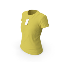 Female Crew Neck Worn With Tag Yellow PNG & PSD Images