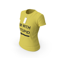 Female Crew Neck Worn With Tag Yellow Im With Stupid PNG & PSD Images
