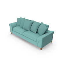 Sofa Teal with Pillows PNG & PSD Images
