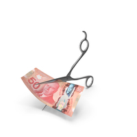 Scissors Cutting a 50 Canadian Dollar Bill PNG & PSD Images