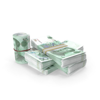 Small Pile of Chinese Yuan Stacks PNG & PSD Images