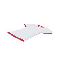 Female Crew Neck Laying White and Red PNG & PSD Images