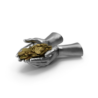 Silver Hands Handful with Gold Coins PNG & PSD Images