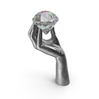 Silver Hand Holding a Large Diamond PNG & PSD Images