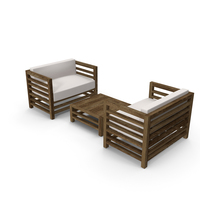 Set of Wood Outdoor Sofas and Table PNG & PSD Images