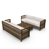 Set of Wood Outdoor Sofas and Table PNG & PSD Images