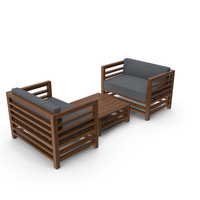 Set of Wood Outdoor Sofas and Table PNG & PSD Images