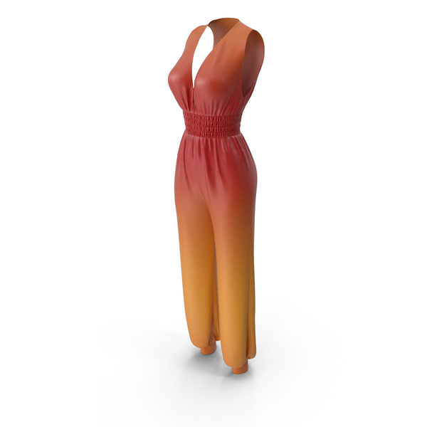Woman Orange Overall Dress PNG & PSD Images