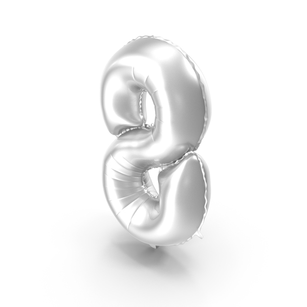 Foil Balloon Digit Eight Silver PNG & PSD Images