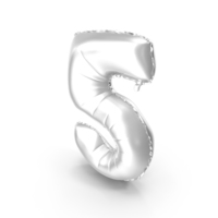 Foil Balloon Digit Five Silver PNG & PSD Images