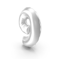 Foil Balloon Digit Nine Silver PNG & PSD Images