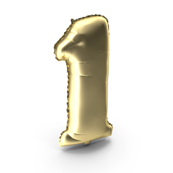 Foil Balloon Digit One Gold PNG & PSD Images