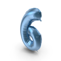 Foil Balloon Digit Six Blue PNG & PSD Images