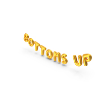 Foil Balloon Words BOTTOMS UP Gold PNG & PSD Images