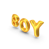 Foil Balloon Words Boy Gold PNG & PSD Images