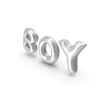 Foil Balloon Words Boy Silver PNG & PSD Images