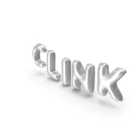 箔气球单词clink Silver PNG和PSD图像