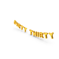 Foil Balloon Words Dirty Thirty Gold PNG & PSD Images