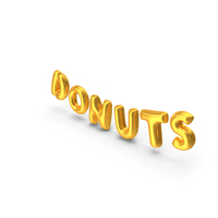 Foil Balloon Words Donuts Gold PNG & PSD Images