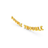 Foil Balloon Words Double Trouble Gold PNG & PSD Images