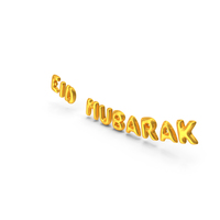 Foil Balloon Words Eid Mubarak Gold PNG & PSD Images