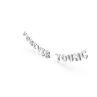 Foil Balloon Words Forever Young Silver PNG & PSD Images