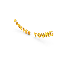 Foil Baloon Words Forever Young Gold PNG & PSD Images