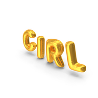 Foil Balloon Words Girl Gold PNG & PSD Images