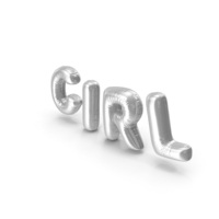 Foil Balloon Words Girl Silver PNG & PSD Images