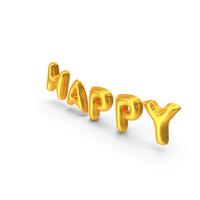 Foil Balloon Words Happy Gold PNG & PSD Images