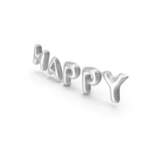 Foil Balloon Words Happy Silver PNG & PSD Images