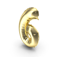 Foil Balloon Digit Six Gold PNG & PSD Images