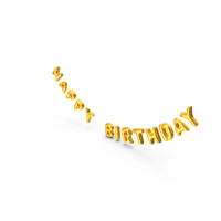 Foil Balloon Words Happy Birthday Gold PNG & PSD Images