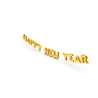 Foil Balloon Words Happy New Year Gold PNG & PSD Images