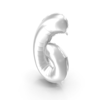 Foil Balloon Digit Six Silver PNG & PSD Images