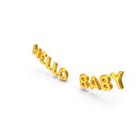Foil Balloon Words Hello Baby Gold PNG & PSD Images