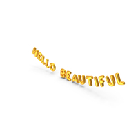 Foil Balloon Words Hello Beautiful Gold PNG & PSD Images