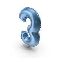 Foil Balloon Digit Three Blue PNG & PSD Images