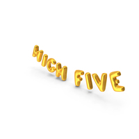 Foil Balloon Words High Five Gold PNG & PSD Images