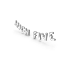 Foil Baloon Words High Five Silver PNG & PSD Images