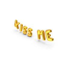 Foil Balloon Words Kiss Me Gold PNG & PSD Images