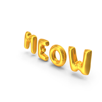 Foil Baloon Words Meow Gold PNG & PSD Images