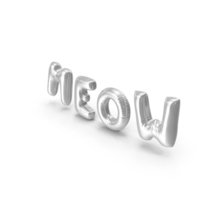 Foil Baloon Words Meow Silver PNG & PSD Images