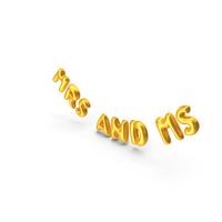 Foil Baloon Words Mrs and Mr Gold PNG & PSD Images