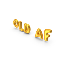 Foil Balloon Words Old AF Gold PNG & PSD Images