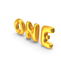 Foil Balloon Words One Gold PNG & PSD Images