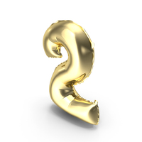 Foil Balloon Digit Two Gold PNG & PSD Images